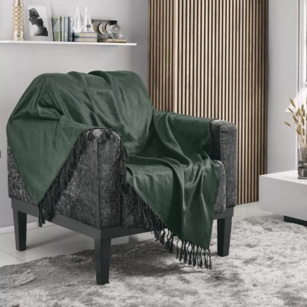 MANTA P/SOFÁ TURIM 210X140|ADOMES| 50%ALG/50% POL -VERDE MUSGO