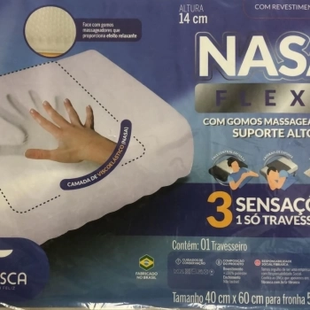 TRAVESSEIRO NASA FLEX -40X60X14 cm - CAPA  DE MALHA - ENCH. VISCOELÁSTICO
