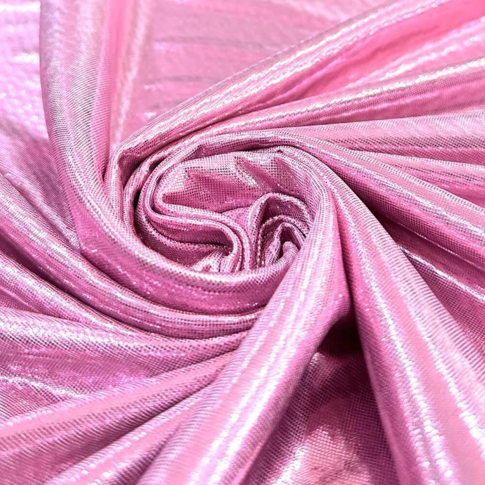 TECIDO MALHA LAMÊ - 100cmX150cmL-100% POL - ROSA
