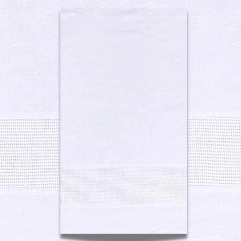 TECIDO PANO PRATO C/FAIXA BORDAR-100cmX70cmL-100% ALG-BRANCO